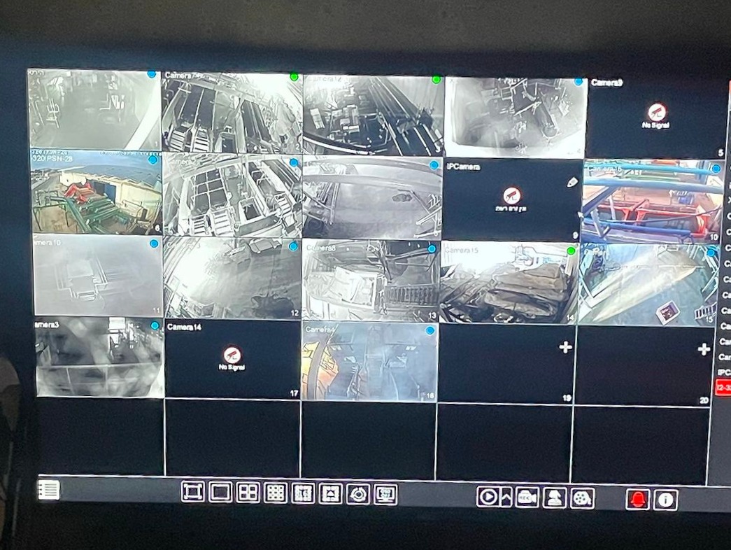 A screen with security camera footage