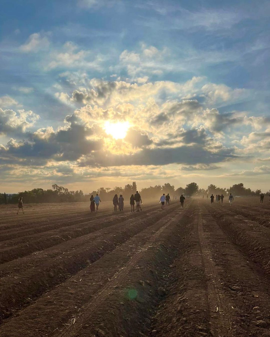 party goers escaping through the fields